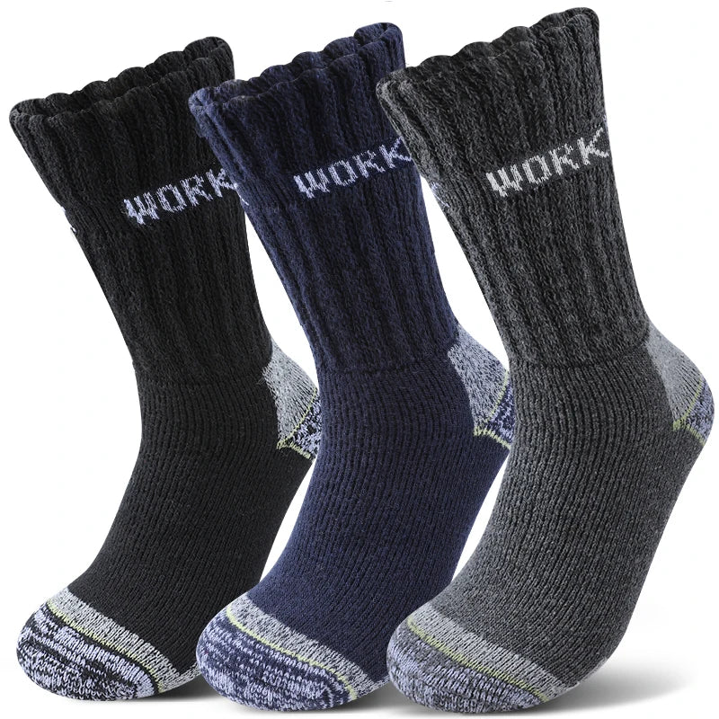 3Pairs Thicken Winter Socks for Men Thermal Soft Work Mid Calf Socks Warm Comfortable Home Socks Sports